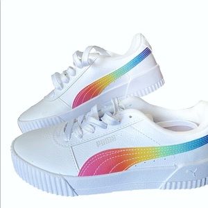 Girls kids puma shoes rainbow sides carnia